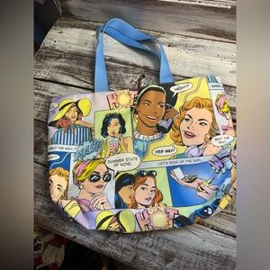 Estee Lauder Comic Pop-Art Tote in Blue and Pastel Multicolor